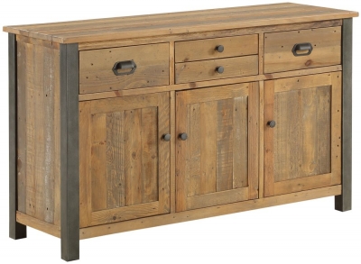 Product photograph of Urban Elegance Reclaimed Wood 3 Drawer Sideboard from Choice Furniture Superstore