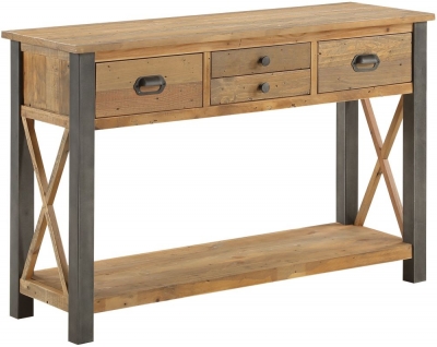 Product photograph of Urban Elegance Reclaimed Wood 4 Drawer Console Table from Choice Furniture Superstore