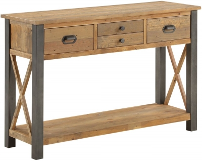 Urban Elegance Reclaimed Wood 4 Drawer Console Table