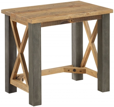 Urban Elegance Reclaimed Wood Open Front Side Lamp Table