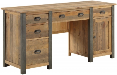 Product photograph of Urban Elegance Reclaimed Wood Twin Pedestal Home Office Desk from Choice Furniture Superstore