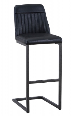 Product photograph of Vintage Black Leather Barstool With Cantiliver Base Sold In Pairs from Choice Furniture Superstore