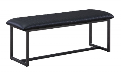 Product photograph of Vintage Black Leather Dining Bench from Choice Furniture Superstore