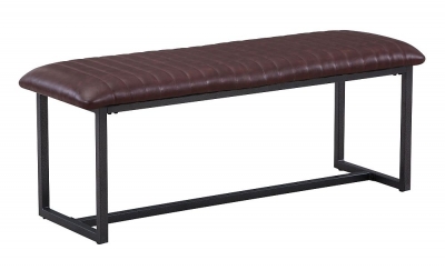 Product photograph of Vintage Brown Leather Dining Bench from Choice Furniture Superstore