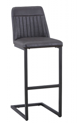 Product photograph of Vintage Grey Leather Barstool With Cantiliver Base Sold In Pairs from Choice Furniture Superstore