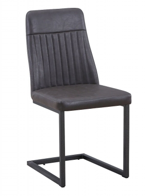 Product photograph of Vintage Grey Leather Dining Chair With Cantilever Base Sold In Pairs from Choice Furniture Superstore