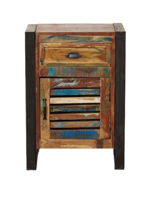 Product photograph of Urban Chic Reclaimed 1 Door Lamp Table from Choice Furniture Superstore