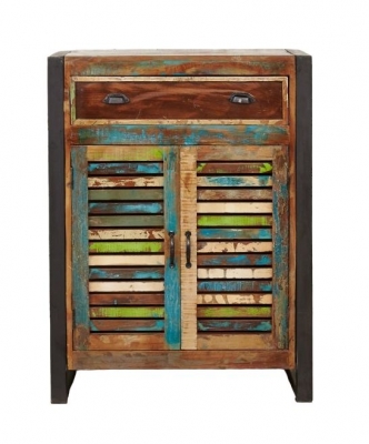 Product photograph of Urban Chic Reclaimed 2 Door 1 Drawer Shoe Cupboard from Choice Furniture Superstore