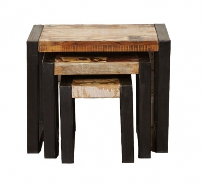 Product photograph of Urban Chic Reclaimed Nest Of Tables from Choice Furniture Superstore