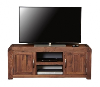 Product photograph of Shiro Walnut 2 Door Tv Cabinet from Choice Furniture Superstore