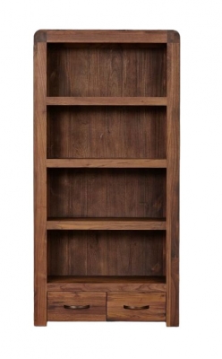 Product photograph of Shiro Walnut 2 Drawer Bookcase from Choice Furniture Superstore