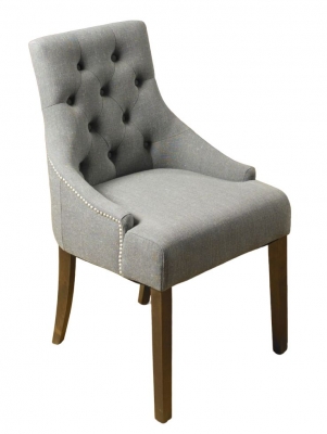 Shiro Walnut Slate Fabric Knockerback Dining Chair (Sold in Pairs)