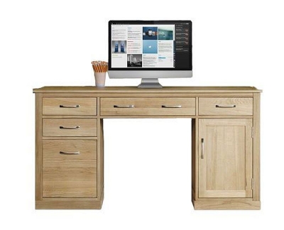 Product photograph of Mobel Oak 1 Door 5 Drawer Computer Desk from Choice Furniture Superstore