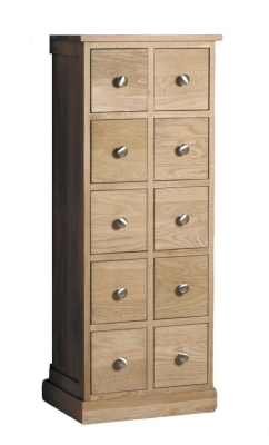 Product photograph of Mobel Oak 10 Drawer Cd And Dvd Chest from Choice Furniture Superstore