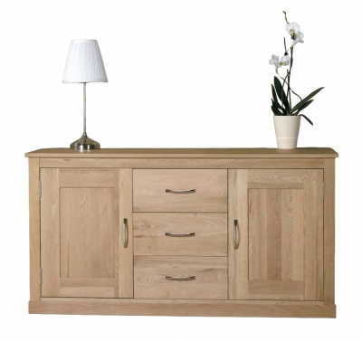 Product photograph of Mobel Oak 2 Door 3 Drawer Sideboard from Choice Furniture Superstore