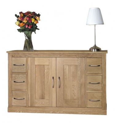 Product photograph of Mobel Oak 2 Door 6 Drawer Sideboard from Choice Furniture Superstore