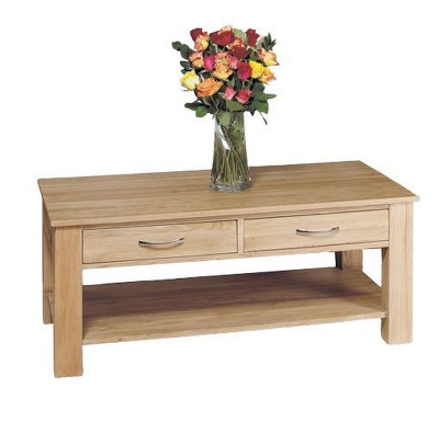 Product photograph of Mobel Oak 2 Drawer Coffee Table from Choice Furniture Superstore