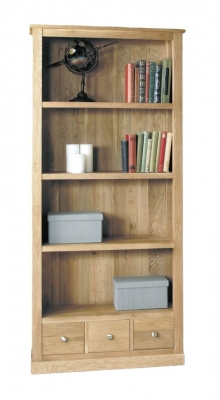 Product photograph of Mobel Oak Wide Bookcase from Choice Furniture Superstore