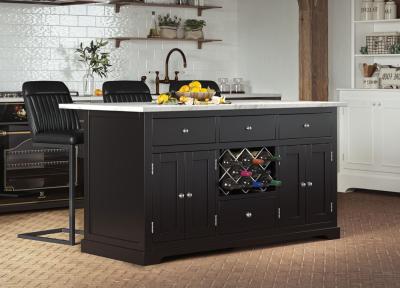 Product photograph of Black Kitchen Island With White Granite Top from Choice Furniture Superstore