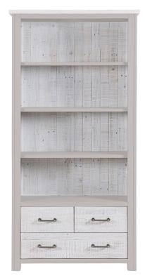 Greystone Reclaimed Wood Large Open Bookcase With Drawers