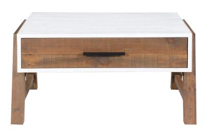 Trinity Reclaimed Wood And White 1 Drawer Square Coffee Table