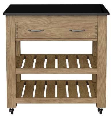 Product photograph of Oak 2 Drawer Kitchen Island With Black Granite Top from Choice Furniture Superstore