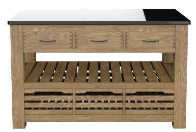 Product photograph of Oak 6 Drawer Kitchen Island With Black Granite Top from Choice Furniture Superstore