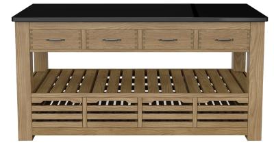Product photograph of Oak 8 Drawer Kitchen Island With Black Granite Top from Choice Furniture Superstore