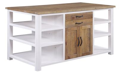 Product photograph of Splash Of White Reclaimed Wood 4 Drawer Kitchen Island from Choice Furniture Superstore