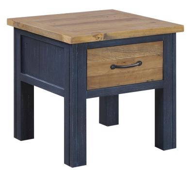 Splash Of Blue 1 Drawer Square Lamp Table