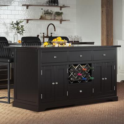 Black Kitchen Island With Granite Top