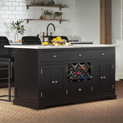 Black Kitchen Island With White Granite Top