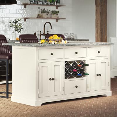 Cream Kitchen Island With Grey Granite Top