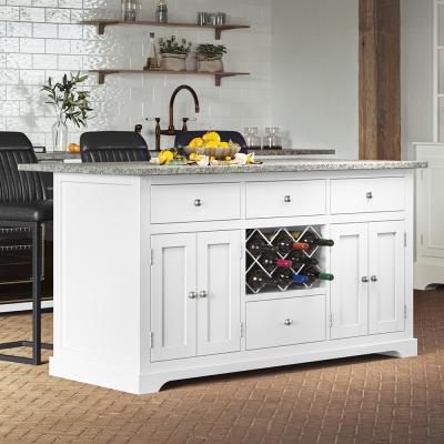 White Kitchen Island With Grey Granite Top