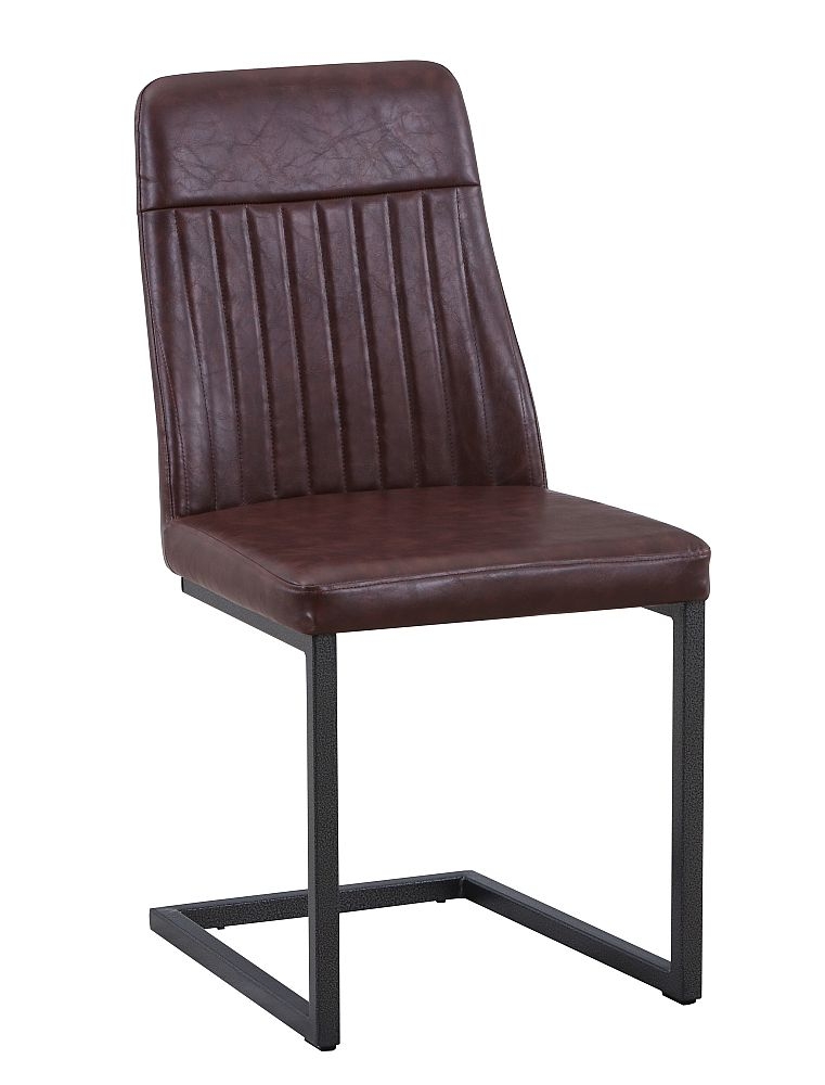 2 x Valley Brown Faux Leather Dining Chair with Cantilever Base