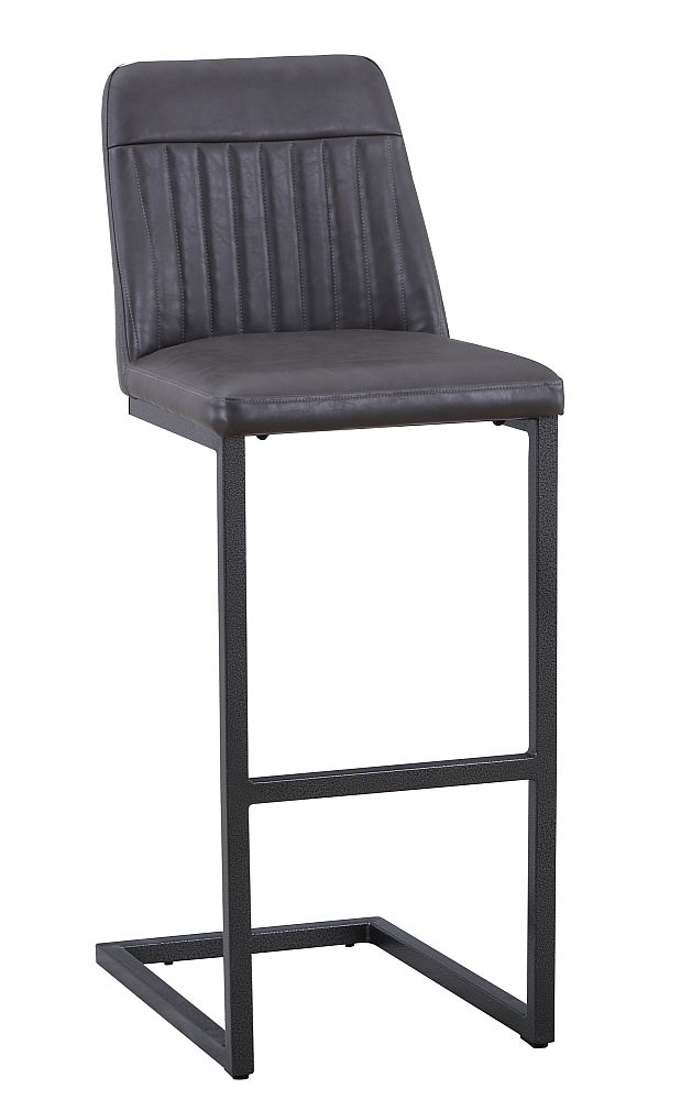 2 x Valley Grey Faux Leather Barstool with Cantiliver Base