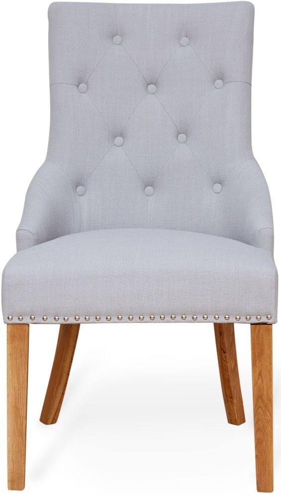 2 x Mobel Oak Accent Grey Fabric Dining Chair