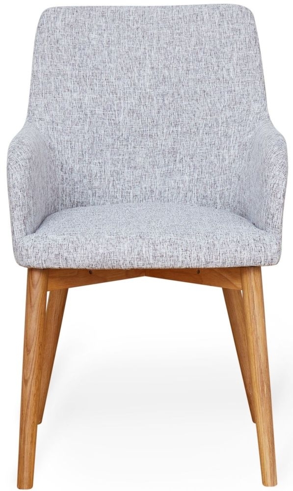 2 x Mobel Oak Light Grey Fabric Dining Chair