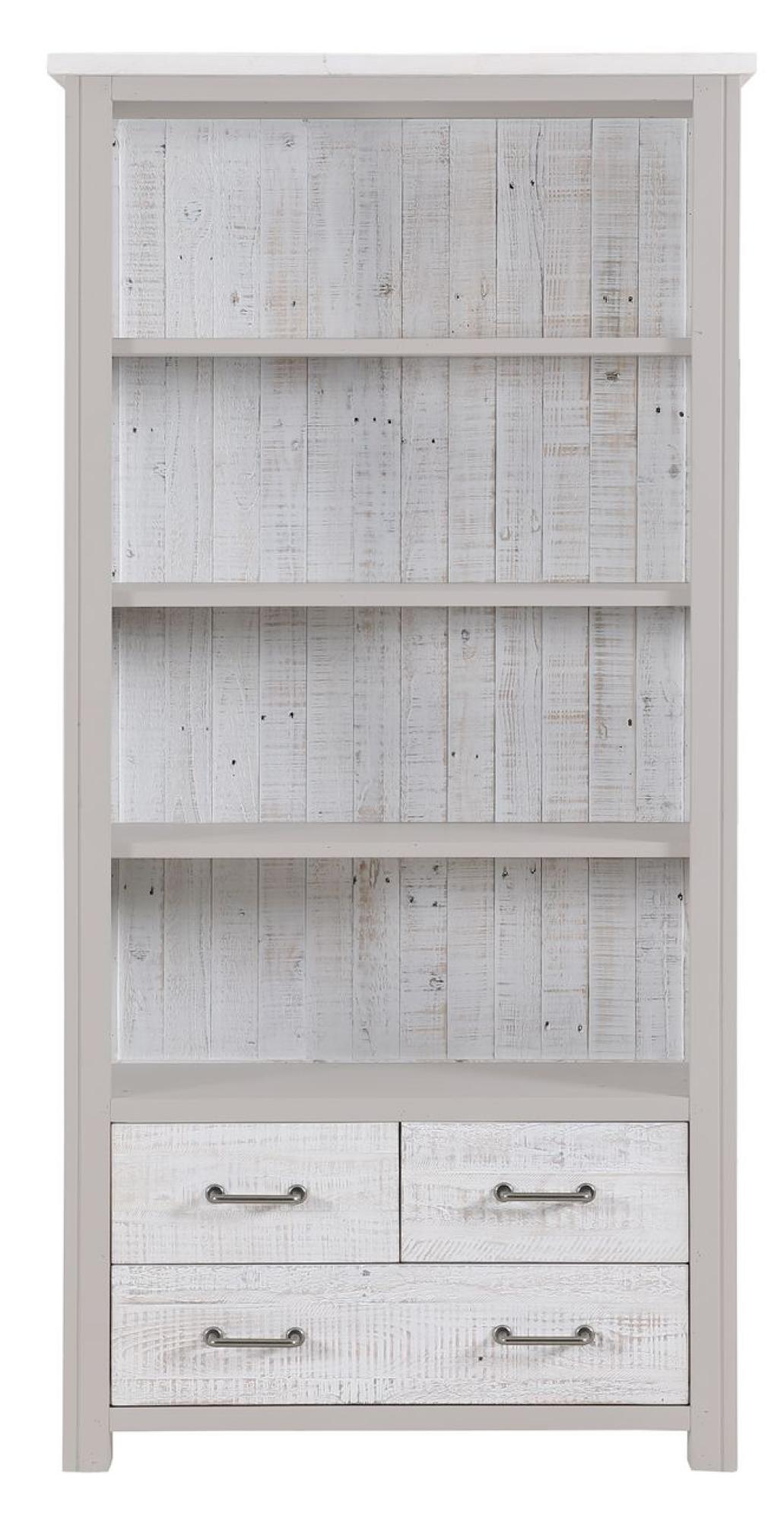 Greystone Reclaimed Wood Large Open Bookcase with Drawers