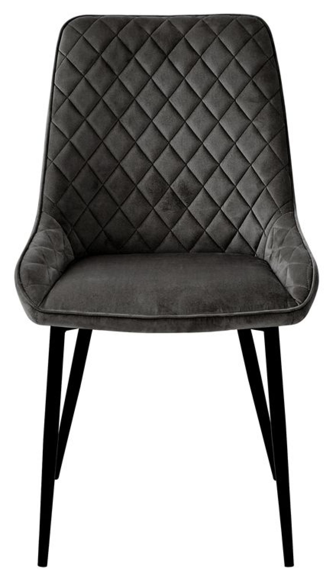 2 x Signature Grey Fabric Dining Chair with Blue Legs