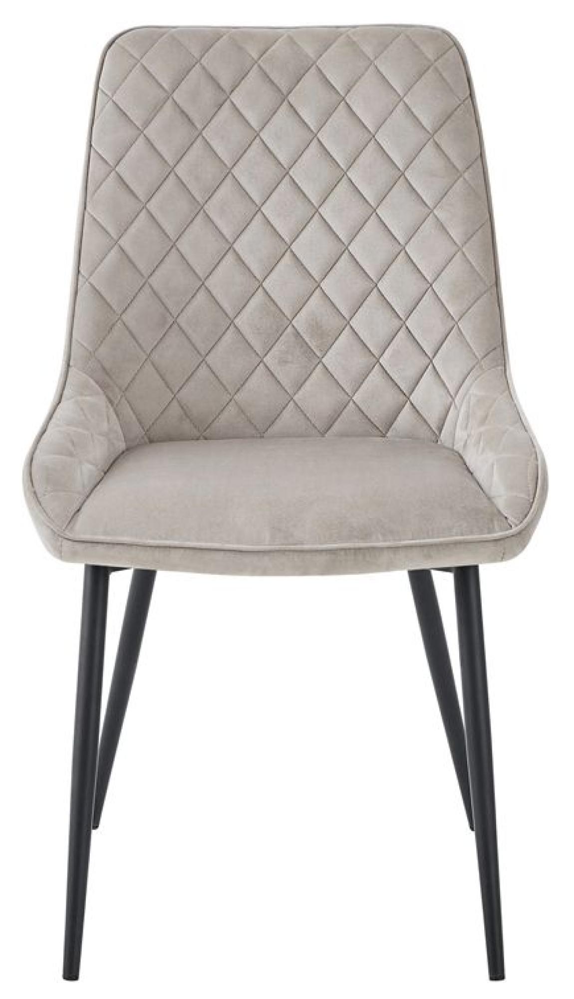 2 x Signature Mink Fabric Dining Chair with Blue Legs
