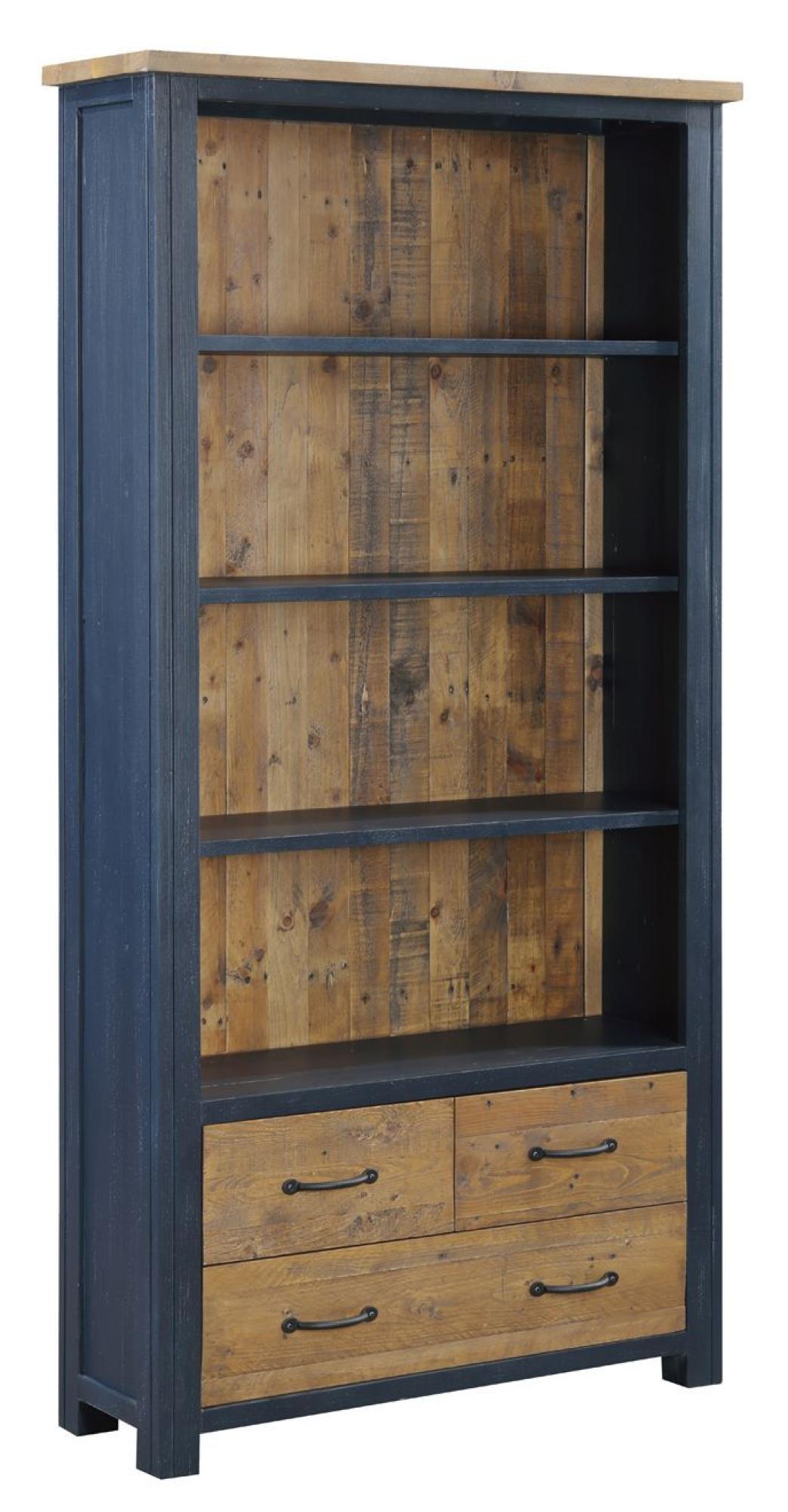 Splash of Blue Large Open Bookcase - 3 Drawers