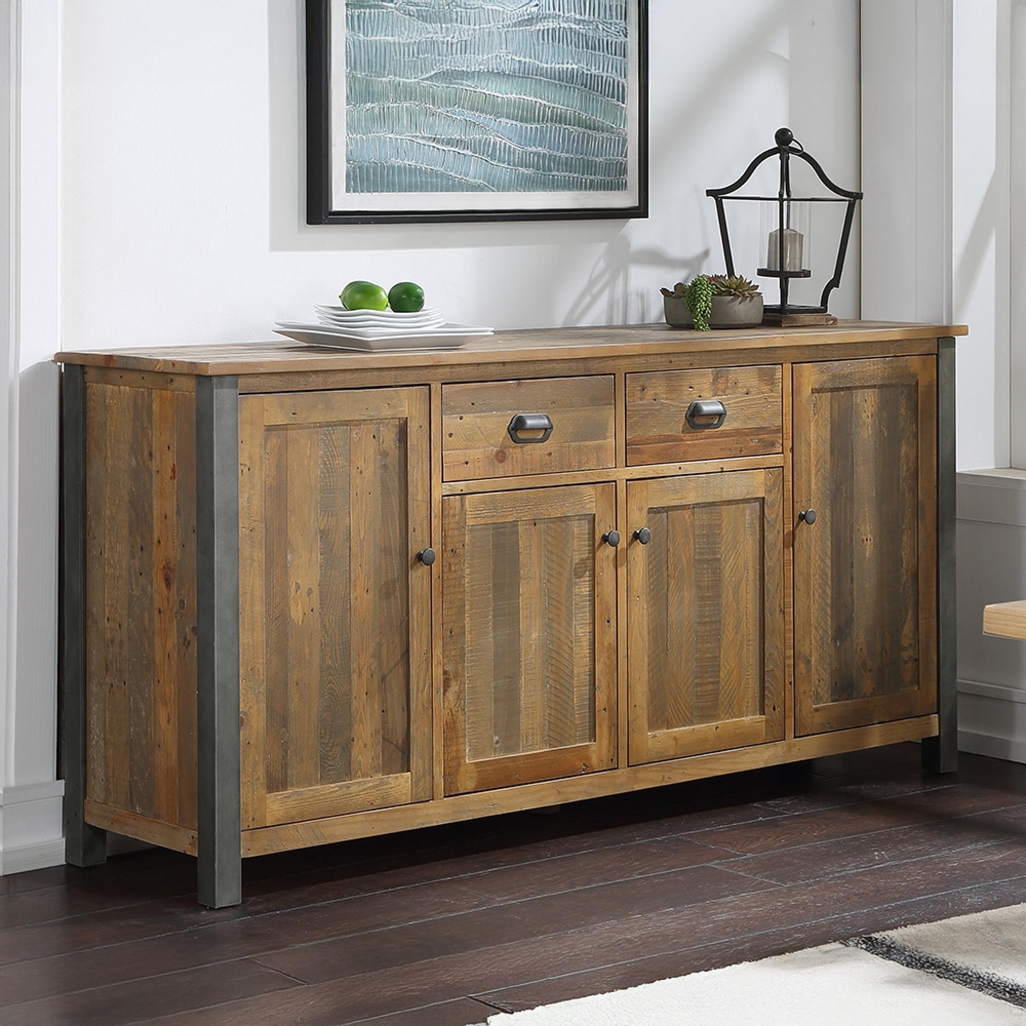Urmston Elegance Reclaimed Wood 4 Drawer Large Sideboard