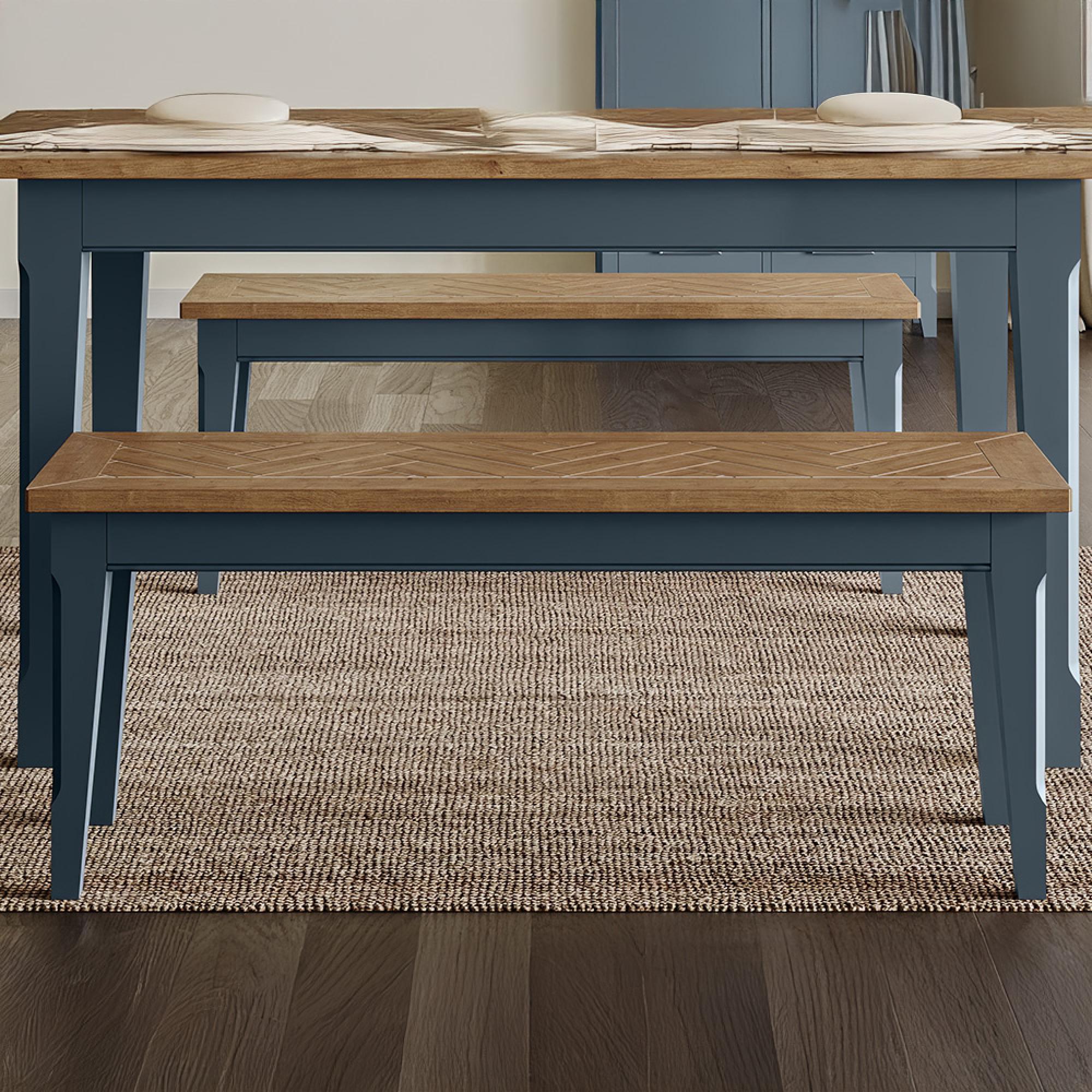 Stafford Blue 130cm Dining Bench