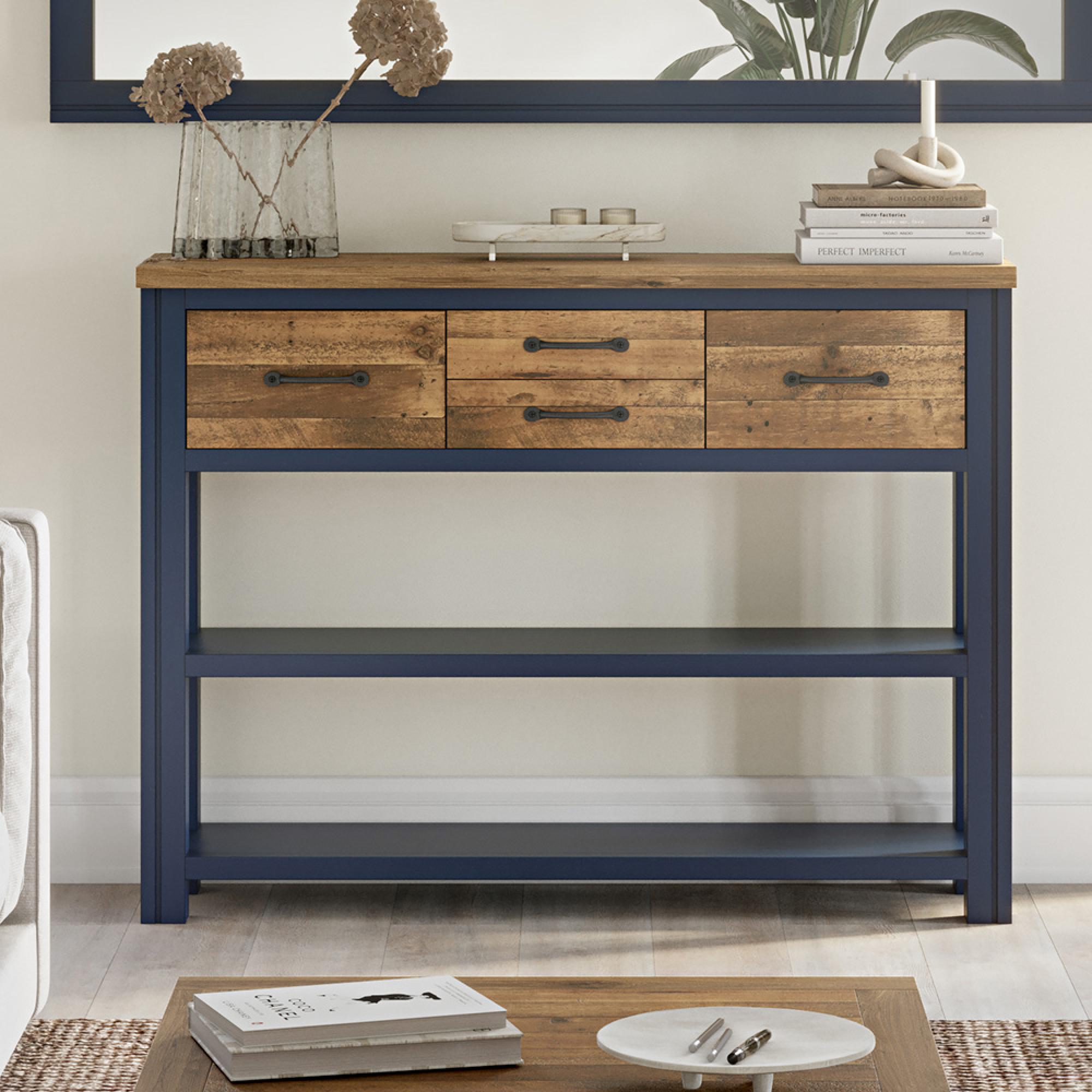 Spencer Blue 4 Drawer Hall Table