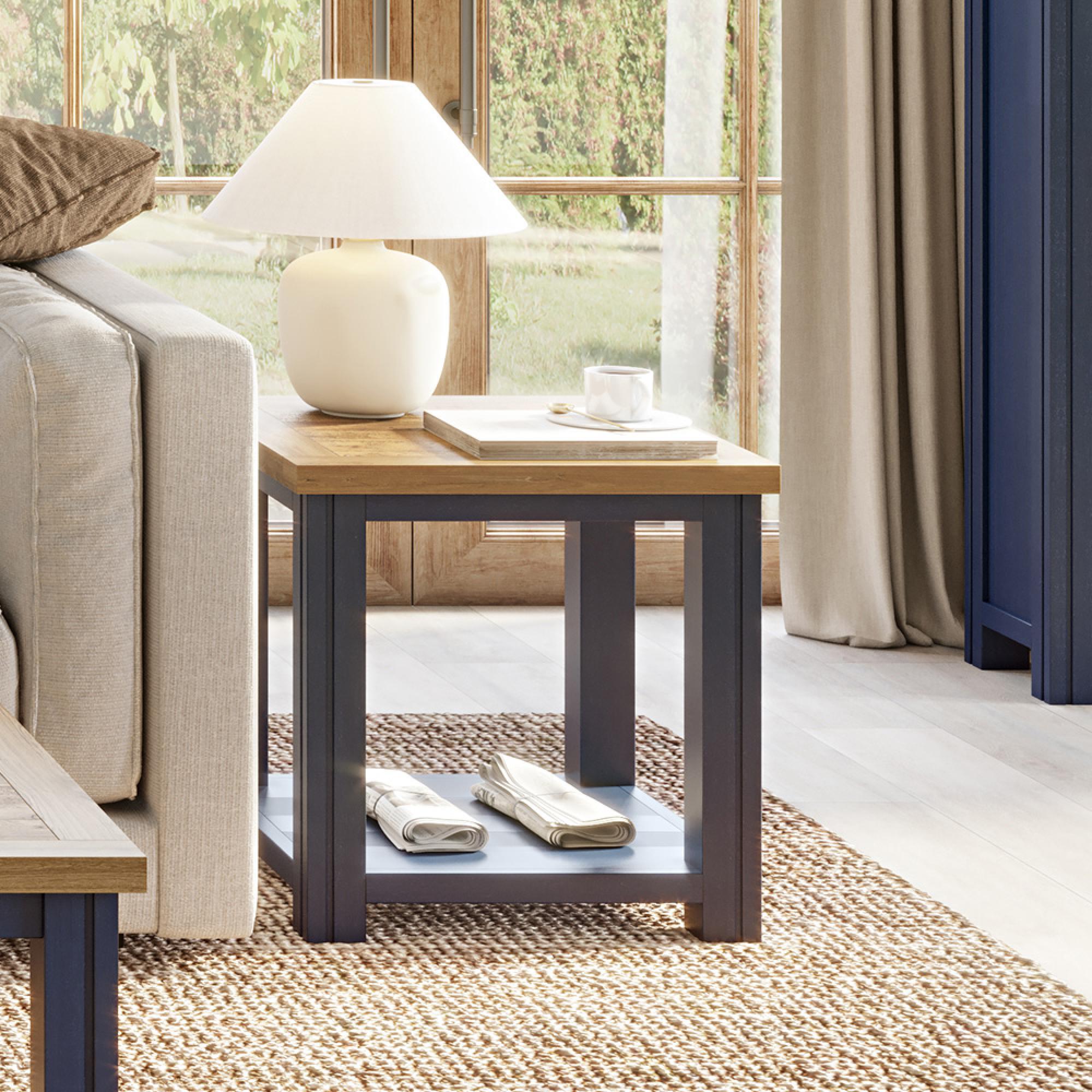Spencer Blue 50cm Square Lamp Table