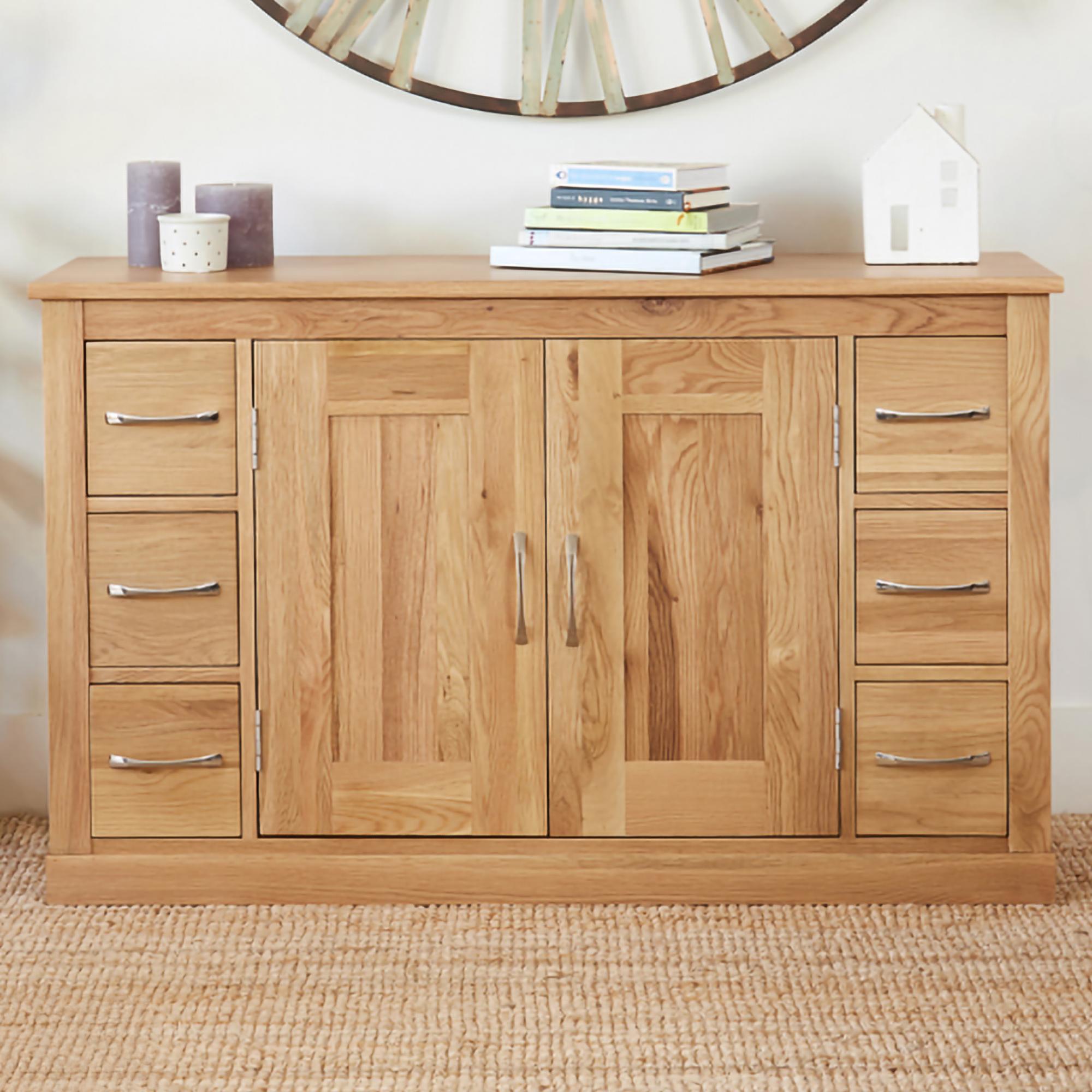 Martin Oak 2 Door 6 Drawer Sideboard