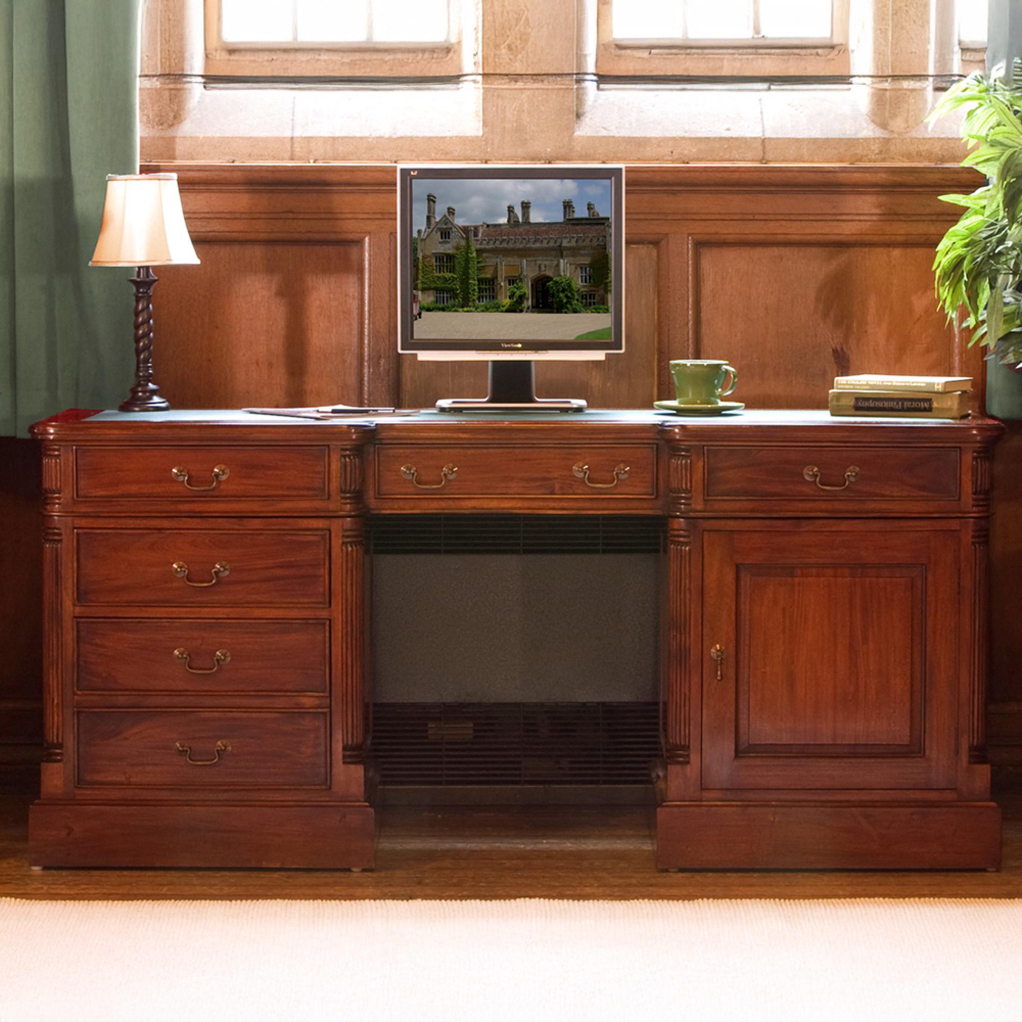 Luton Mahogany 1 Door 6 Drawer Computer Desk