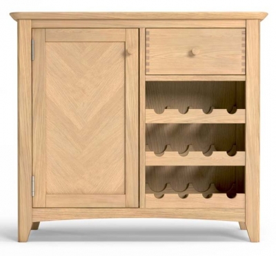 Product photograph of Celina Parquet Style Light Oak Wine Rack Cabinet from Choice Furniture Superstore