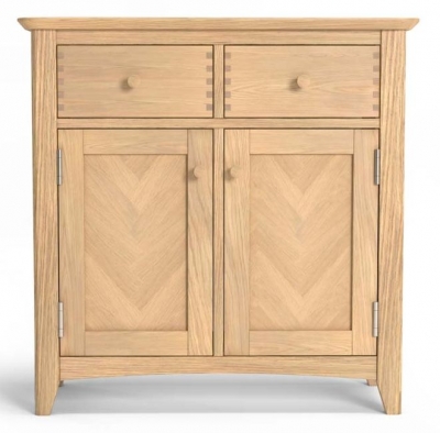 Product photograph of Celina Parquet Style Light Oak Compact Sideboard 80cm W With 2 Parquet Doors And 2 Drawers from Choice Furniture Superstore